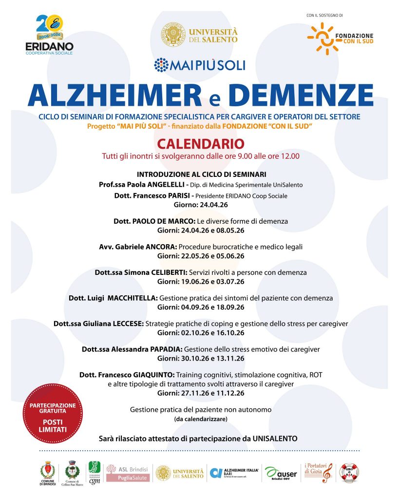 𝐔𝐧 𝐜𝐢𝐜𝐥𝐨 𝐝𝐢 𝐬𝐞𝐦𝐢𝐧𝐚𝐫𝐢 𝐬𝐩𝐞𝐜𝐢𝐚𝐥𝐢𝐬𝐭𝐢𝐜𝐢 𝐬𝐮 𝐀𝐥𝐳𝐡𝐞𝐢𝐦𝐞𝐫 𝐞 𝐃𝐞𝐦𝐞𝐧𝐳𝐞 𝐩𝐞𝐫 𝐜𝐚𝐫𝐞𝐠𝐢𝐯𝐞𝐫 𝐞 𝐨𝐩𝐞𝐫𝐚𝐭𝐨𝐫𝐢 𝐚 𝐜𝐮𝐫𝐚 𝐝𝐞𝐥𝐥’𝐔𝐧𝐢𝐯𝐞𝐫𝐬𝐢𝐭𝐚̀ 𝐝𝐞𝐥 𝐒𝐚𝐥𝐞𝐧𝐭𝐨.