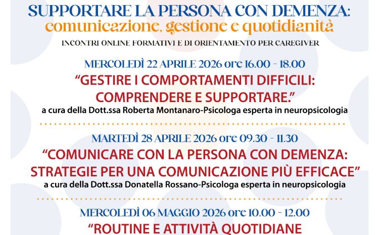  𝐂𝐢𝐜𝐥𝐨 𝐝𝐢 𝐢𝐧𝐜𝐨𝐧𝐭𝐫𝐢 𝐨𝐧𝐥𝐢𝐧𝐞: “𝐒𝐮𝐩𝐩𝐨𝐫𝐭𝐚𝐫𝐞 𝐥𝐚 𝐩𝐞𝐫𝐬𝐨𝐧𝐚 𝐜𝐨𝐧 𝐝𝐞𝐦𝐞𝐧𝐳𝐚”.