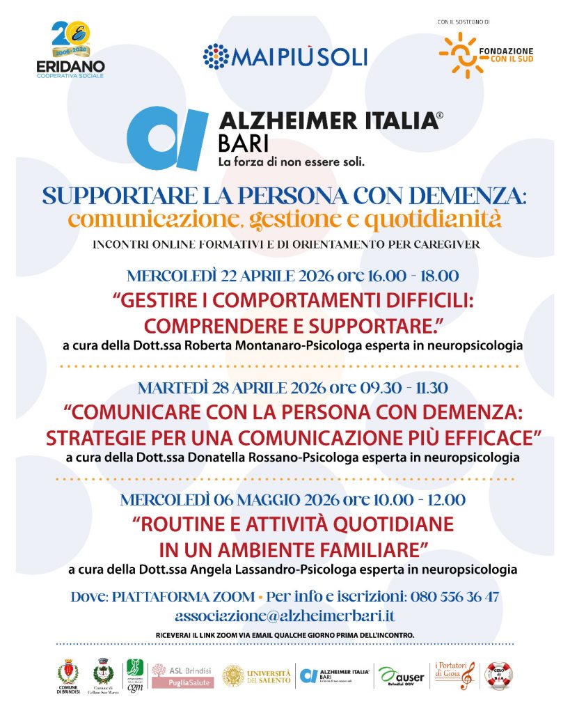 𝐂𝐢𝐜𝐥𝐨 𝐝𝐢 𝐢𝐧𝐜𝐨𝐧𝐭𝐫𝐢 𝐨𝐧𝐥𝐢𝐧𝐞: “𝐒𝐮𝐩𝐩𝐨𝐫𝐭𝐚𝐫𝐞 𝐥𝐚 𝐩𝐞𝐫𝐬𝐨𝐧𝐚 𝐜𝐨𝐧 𝐝𝐞𝐦𝐞𝐧𝐳𝐚”.