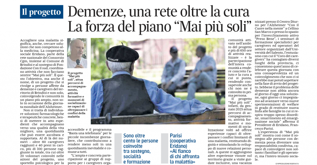 Demenze, una rete oltre la cura. La forza del progetto “Mai più soli”